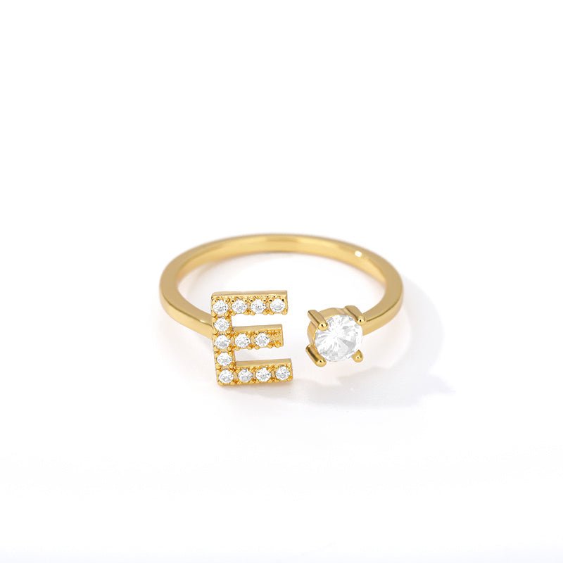 Tiny Initial Letter Ring A–Z, Adjustable - Trendy Radar