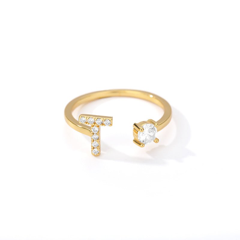 Tiny Initial Letter Ring A–Z, Adjustable - Trendy Radar