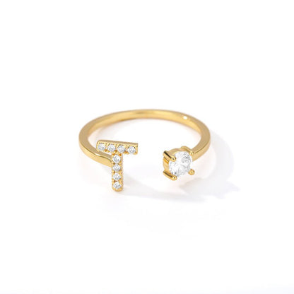 Tiny Initial Letter Ring A–Z, Adjustable - Trendy Radar