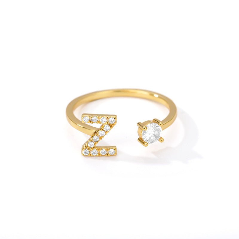 Tiny Initial Letter Ring A–Z, Adjustable - Trendy Radar