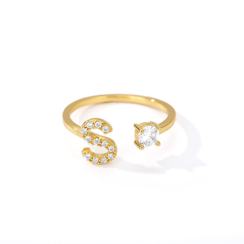 Tiny Initial Letter Ring A–Z, Adjustable - Trendy Radar