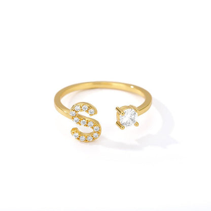 Tiny Initial Letter Ring A–Z, Adjustable - Trendy Radar