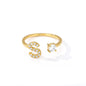 Tiny Initial Letter Ring A–Z, Adjustable - Trendy Radar