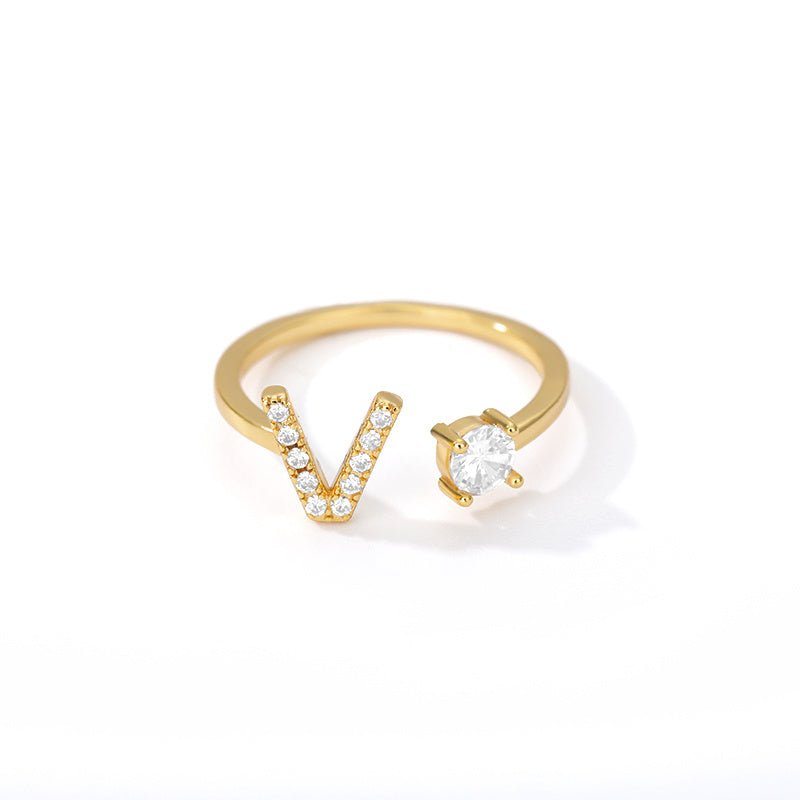 Tiny Initial Letter Ring A–Z, Adjustable - Trendy Radar