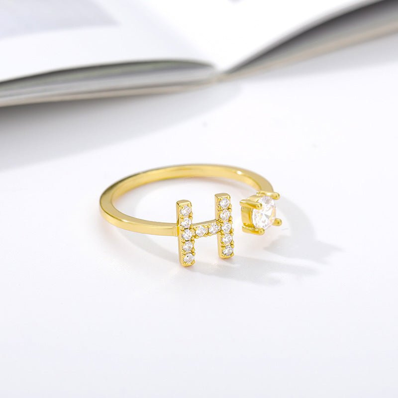 Tiny Initial Letter Ring A–Z, Adjustable - Trendy Radar