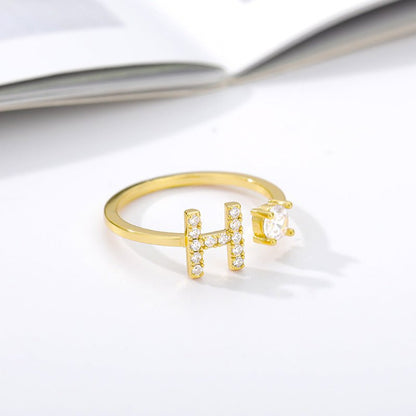 Tiny Initial Letter Ring A–Z, Adjustable - Trendy Radar