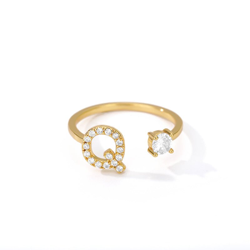 Tiny Initial Letter Ring A–Z, Adjustable - Trendy Radar