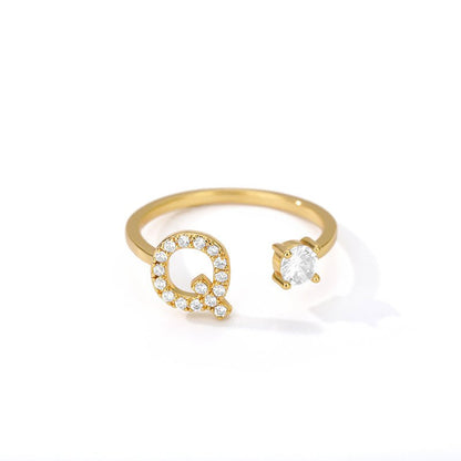 Tiny Initial Letter Ring A–Z, Adjustable - Trendy Radar