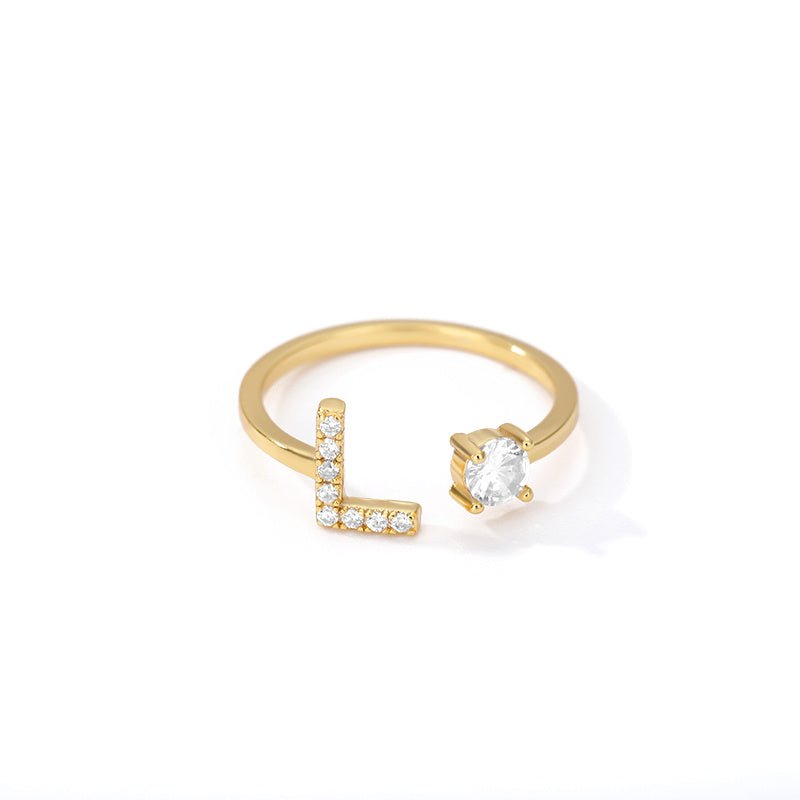 Tiny Initial Letter Ring A–Z, Adjustable - Trendy Radar