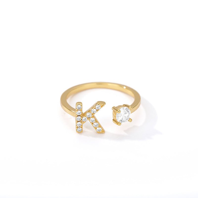 Tiny Initial Letter Ring A–Z, Adjustable - Trendy Radar