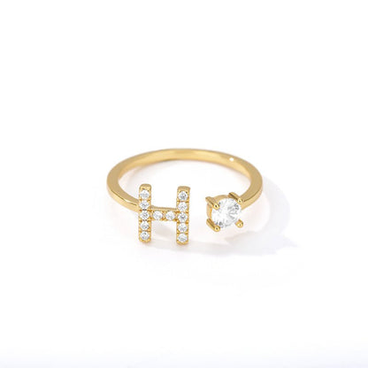 Tiny Initial Letter Ring A–Z, Adjustable - Trendy Radar