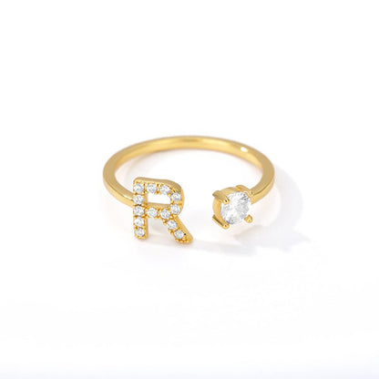 Tiny Initial Letter Ring A–Z, Adjustable - Trendy Radar
