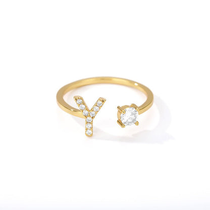 Tiny Initial Letter Ring A–Z, Adjustable - Trendy Radar
