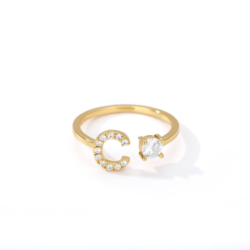 Tiny Initial Letter Ring A–Z, Adjustable - Trendy Radar