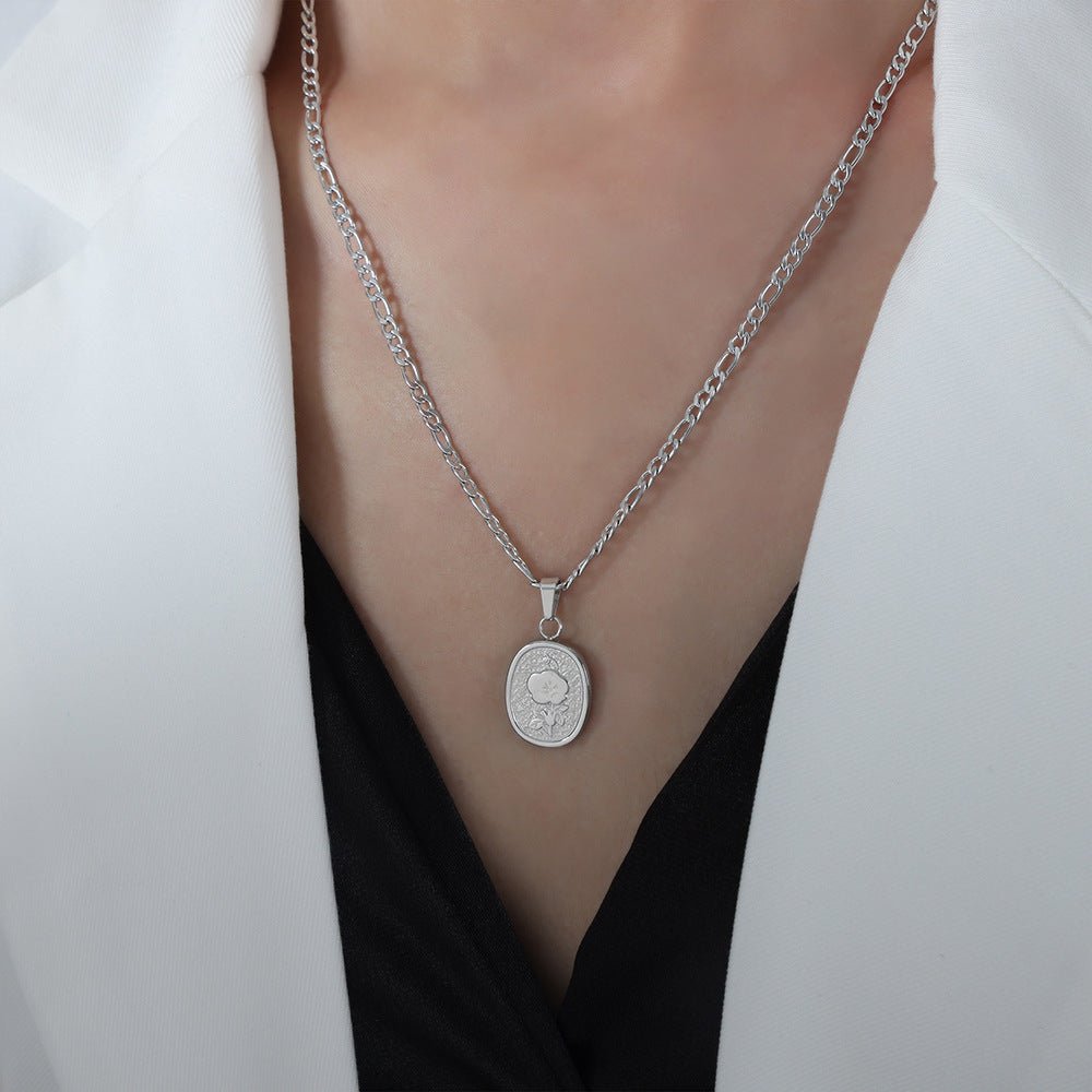 Titanium Steel Flower Pendant Necklace - Trendy Radar