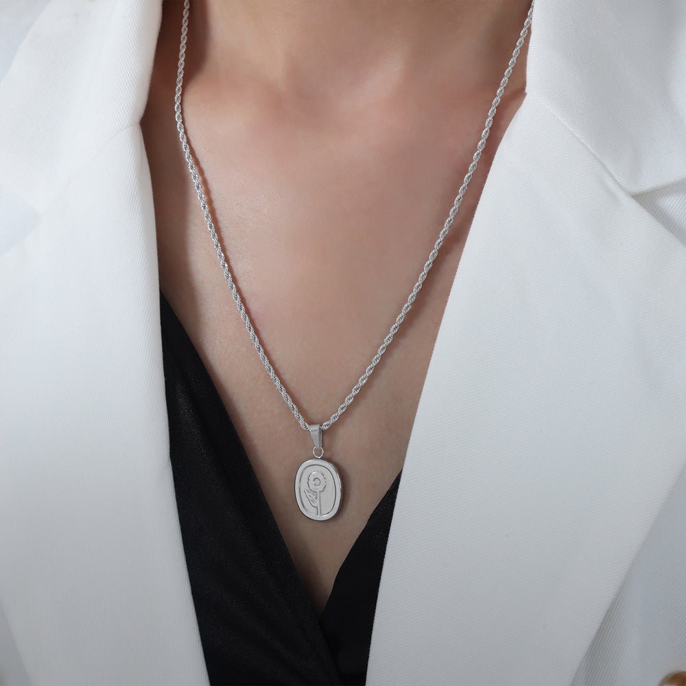 Titanium Steel Flower Pendant Necklace - Trendy Radar