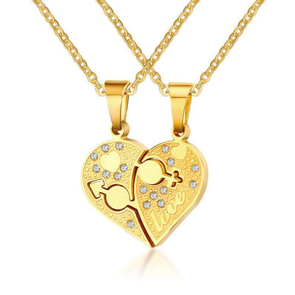 Titanium Steel Heart - Shaped Couple Pendant Necklace - Trendy Radar