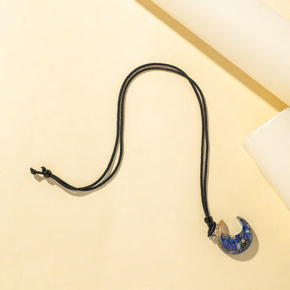 Transparent Resin Rough Moon Pendant Necklace - Trendy Radar