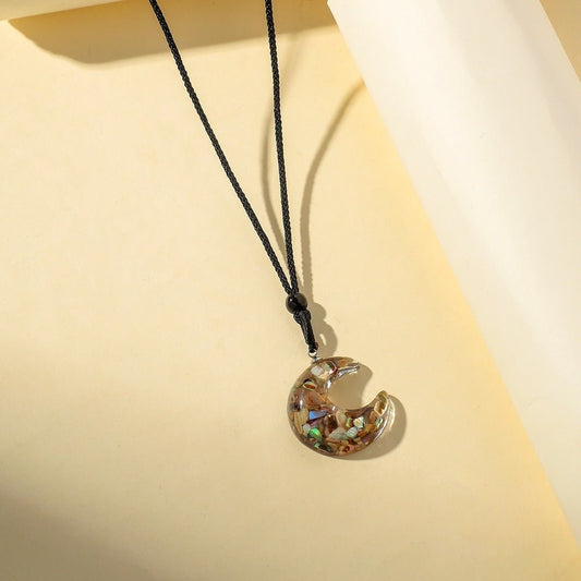 Transparent Resin Rough Moon Pendant Necklace - Trendy Radar