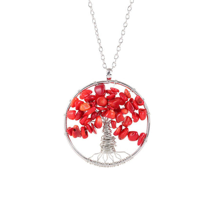 Tree of Life Crystal Gravel Pendant Necklace - Trendy Radar