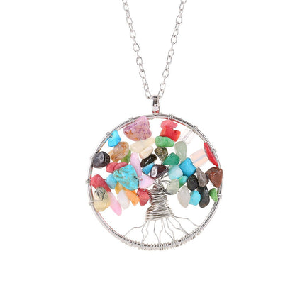 Tree of Life Crystal Gravel Pendant Necklace - Trendy Radar