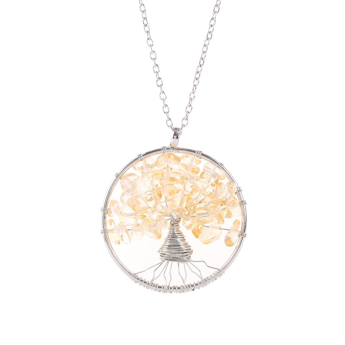 Tree of Life Crystal Gravel Pendant Necklace - Trendy Radar