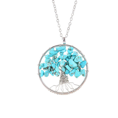Tree of Life Crystal Gravel Pendant Necklace - Trendy Radar