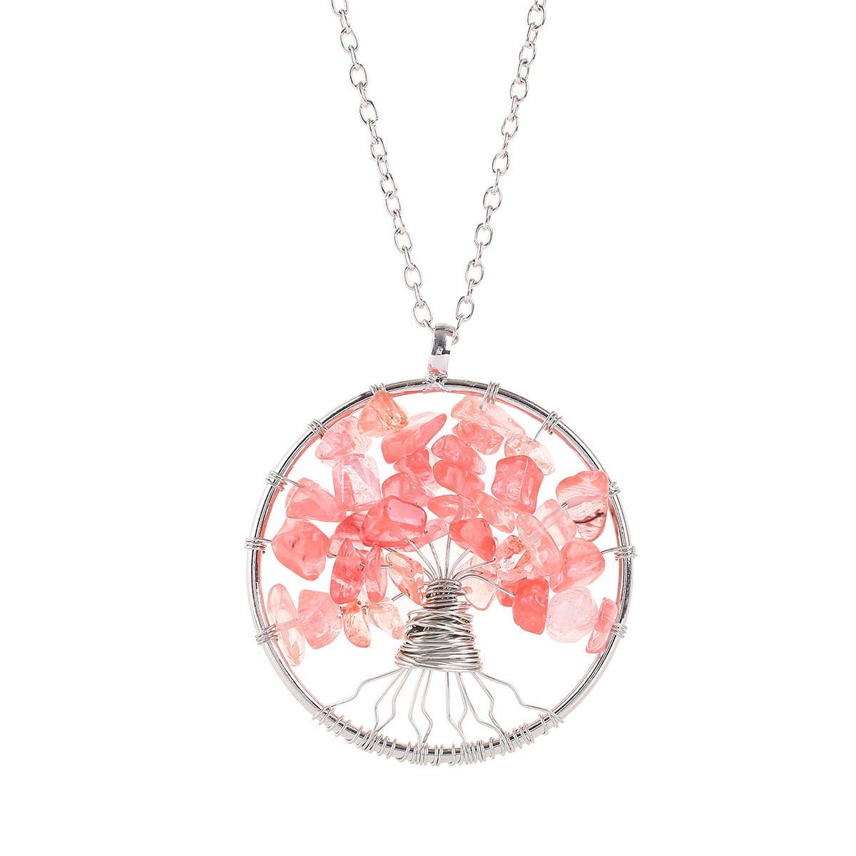 Tree of Life Crystal Gravel Pendant Necklace - Trendy Radar