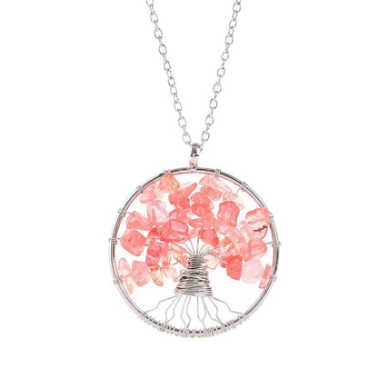 Tree of Life Crystal Gravel Pendant Necklace - Trendy Radar