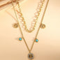 Turquoise Elegant Multi - Layer Gold Titanium Steel Necklace - Trendy Radar