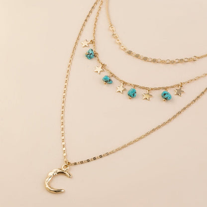 Turquoise Star Multi - Layered Necklace - Trendy Radar