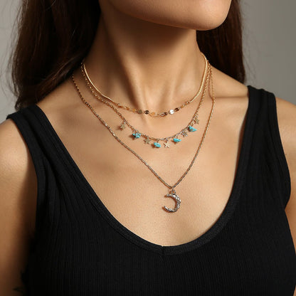 Turquoise Star Multi - Layered Necklace - Trendy Radar