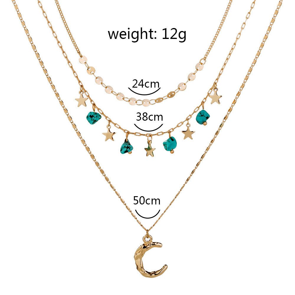 Turquoise Star Multi - Layered Necklace - Trendy Radar