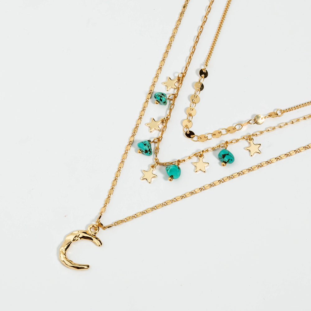 Turquoise Star Multi - Layered Necklace - Trendy Radar