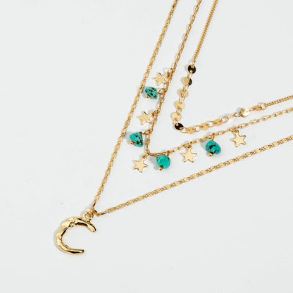 Turquoise Star Multi - Layered Necklace - Trendy Radar