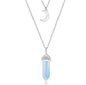 Unisex Crystal Moon & Hexagonal Turquoise Pendant Necklace - Trendy Radar
