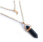 Unisex Crystal Moon & Hexagonal Turquoise Pendant Necklace - Trendy Radar