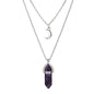 Unisex Crystal Moon & Hexagonal Turquoise Pendant Necklace - Trendy Radar
