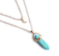 Unisex Crystal Moon & Hexagonal Turquoise Pendant Necklace - Trendy Radar