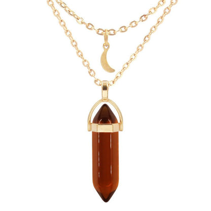 Unisex Crystal Moon & Hexagonal Turquoise Pendant Necklace - Trendy Radar
