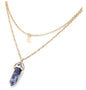 Unisex Crystal Moon & Hexagonal Turquoise Pendant Necklace - Trendy Radar