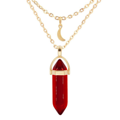 Unisex Crystal Moon & Hexagonal Turquoise Pendant Necklace - Trendy Radar