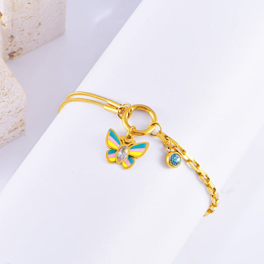 Vacation Style Colorful Butterfly Necklace & Bracelet Set - Trendy Radar