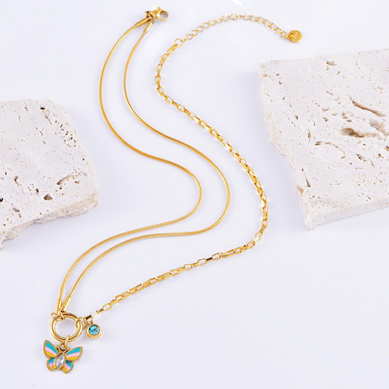 Vacation Style Colorful Butterfly Necklace & Bracelet Set - Trendy Radar