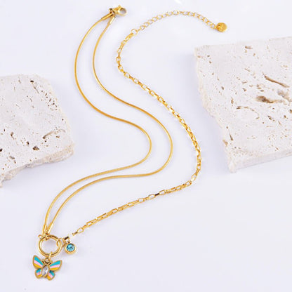 Vacation Style Colorful Butterfly Necklace & Bracelet Set - Trendy Radar