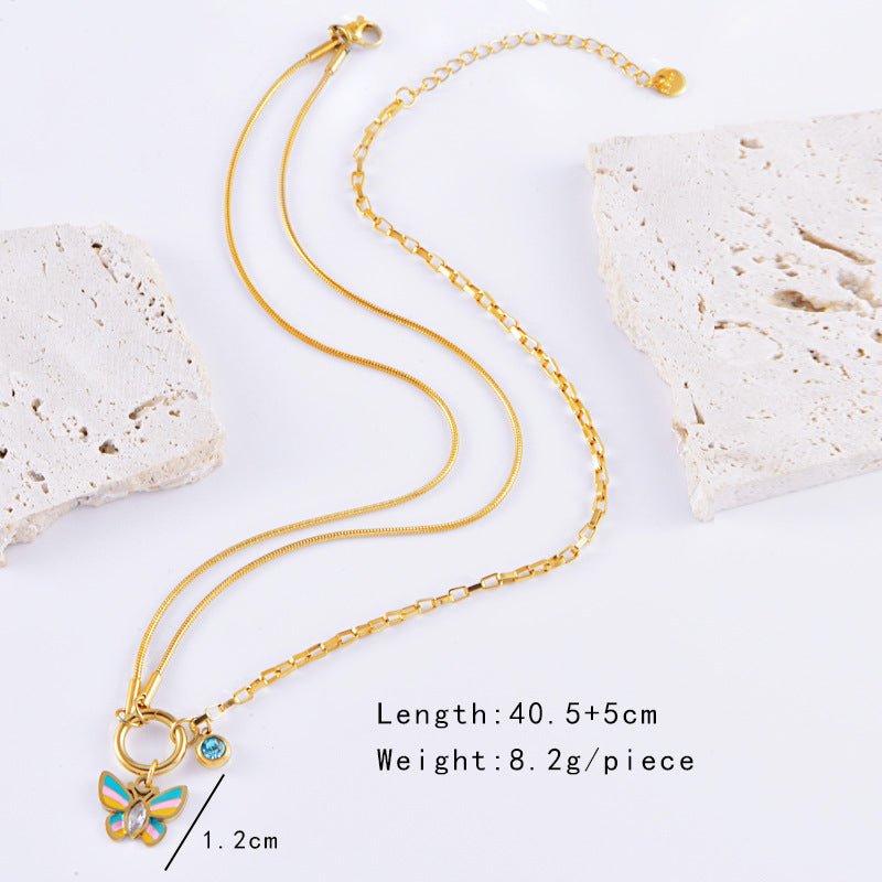 Vacation Style Colorful Butterfly Necklace & Bracelet Set - Trendy Radar