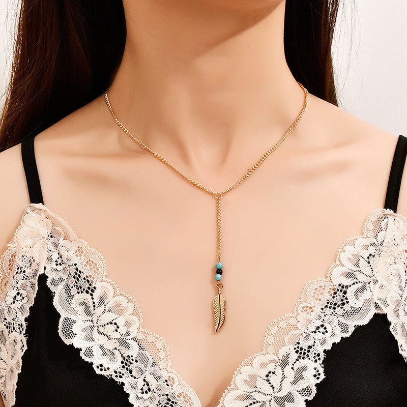 Vintage Beaded Turquoise Crystal Necklace - Trendy Radar