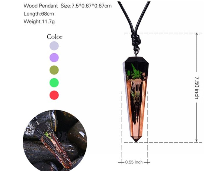 Vintage Ocean Landscape Wood Resin Necklace - Trendy Radar