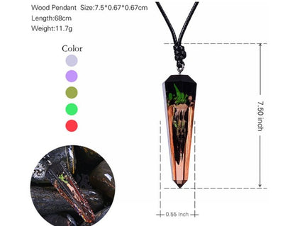 Vintage Ocean Landscape Wood Resin Necklace - Trendy Radar