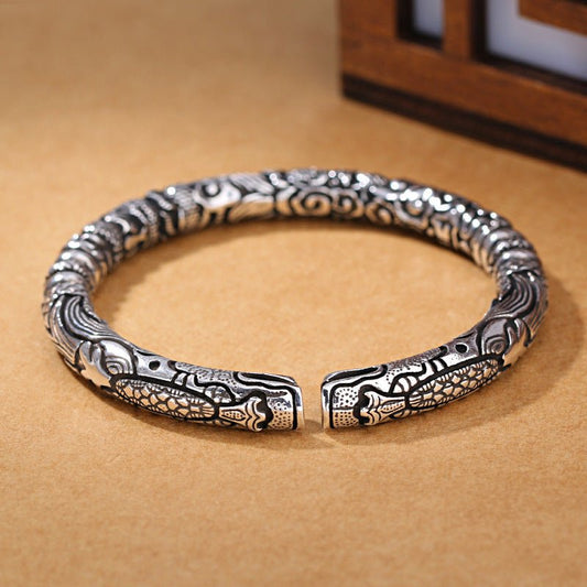 Vintage Snake & Dragon Open Bracelet - Trendy Radar